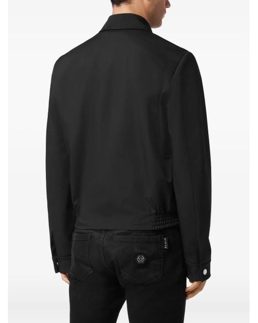 Philipp Plein Black Logo-Plaque Jacket for men