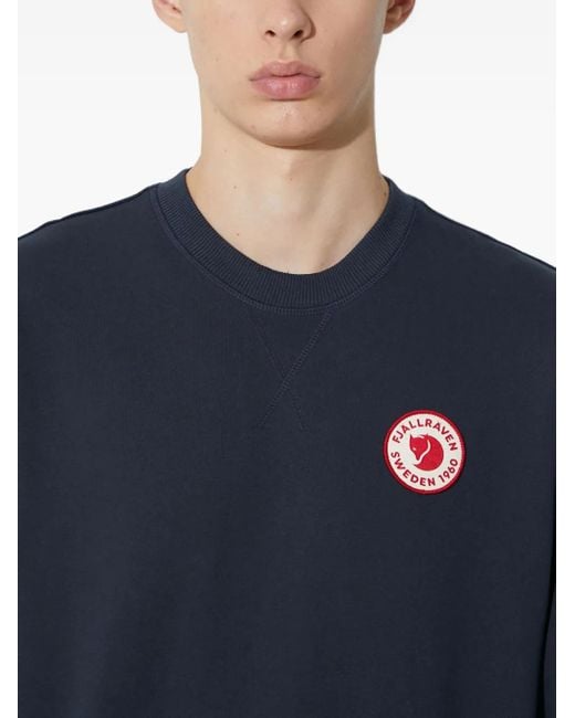Fjallraven Blue Logo-Patch Crew-Neck Sweatshirt for men