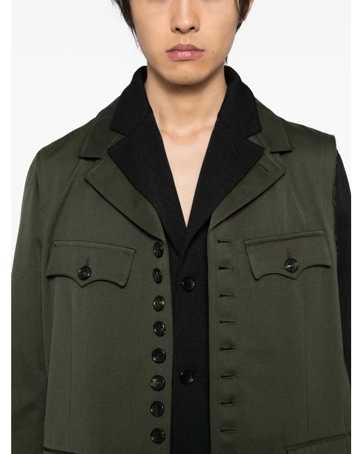 Comme des Garçons Green Button-Up Layered Coat for men