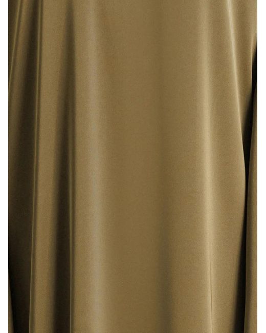 Gemy Maalouf Green Beaded-Collar Ruffled Maxi Dress