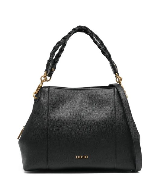 Liu Jo Black Medium 34 Braided-Handles Tote Bag