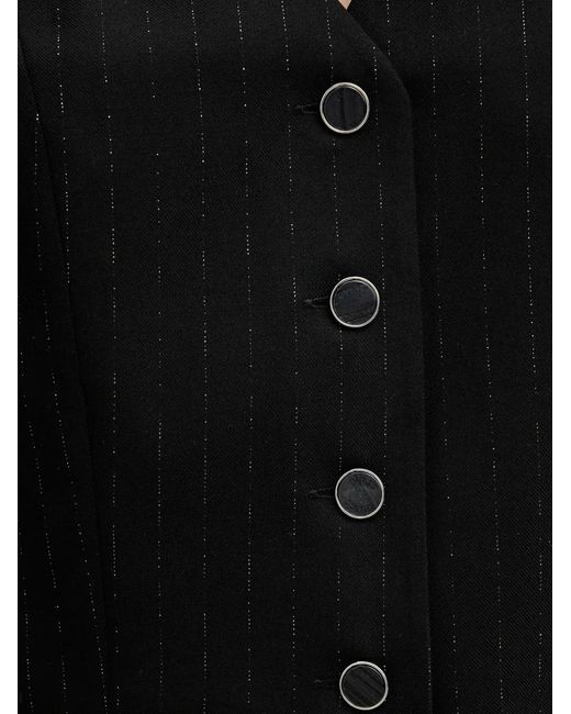 Guess Black Button Pinstripe Top