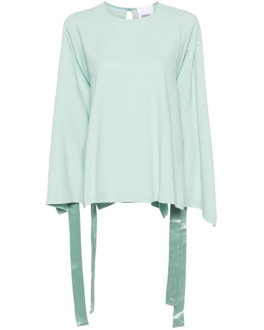 Erika Cavallini Semi Couture Green Cady-Bluse mit Seitenschlitz