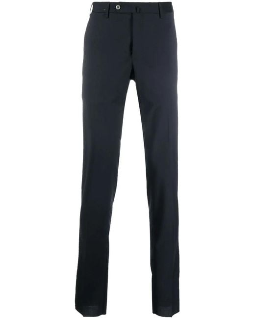 PT Torino Blue Pressed-Crease Tailored Trousers for men