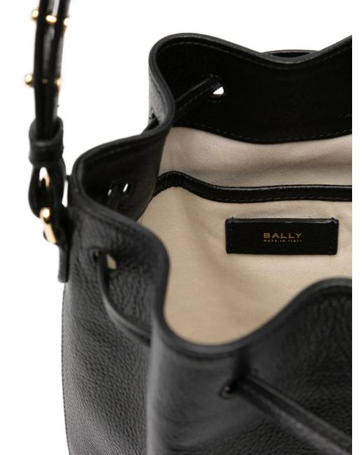Bally Black Leather Drawstring Bucket Bag