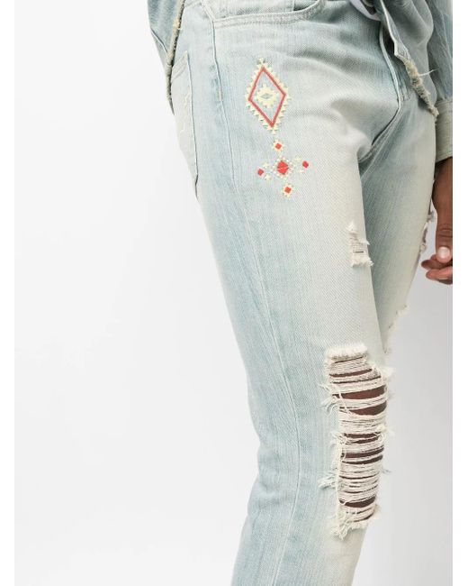 Jeans Skinny Con Ricamo di United Rivers in Blue da Uomo
