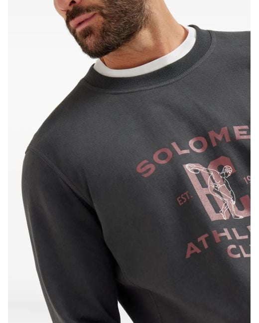 Brunello Cucinelli Gray Solomei Athletic-Club Print Sweatshirt for men