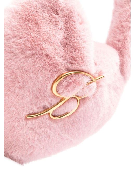 Blumarine Pink Faux Fur Heart Handbag