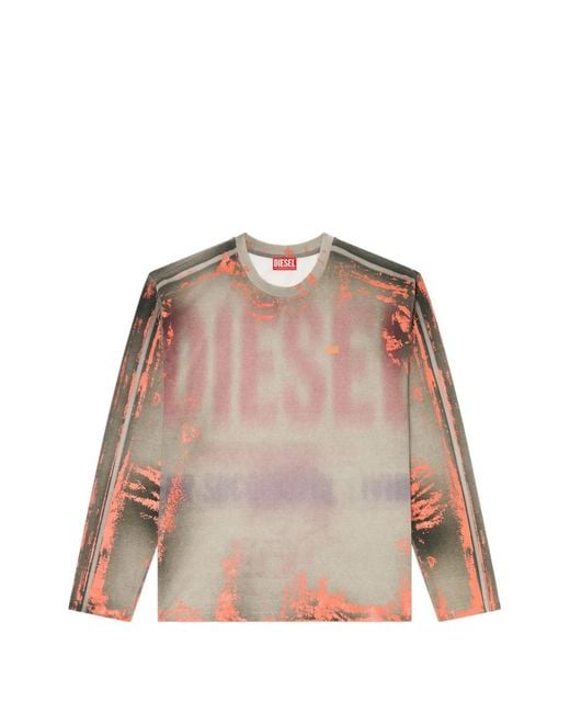 DIESEL Pink Long-Sleeve T-Shirt for men