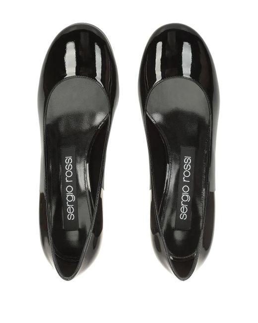 Sergio Rossi Black Pilier Leather Pumps