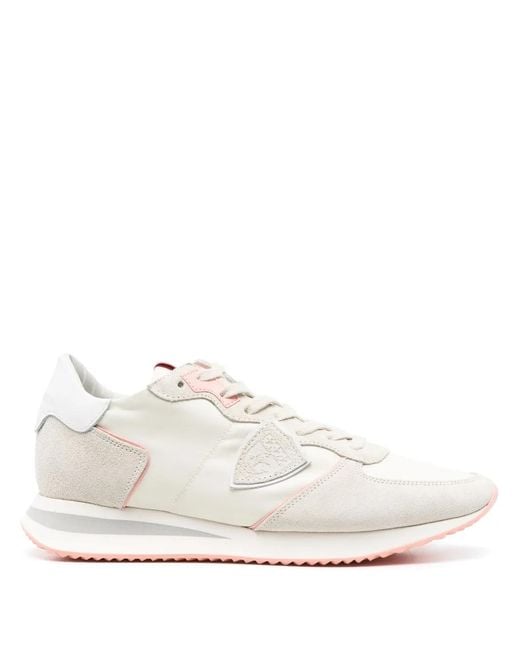 Philippe Model White Logo-Patch Sneakers