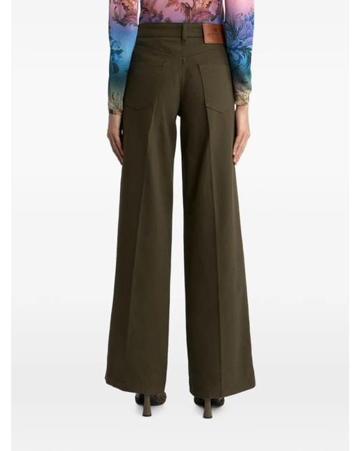 Etro Green Wide-Leg Stretch-Cotton Denim Jeans