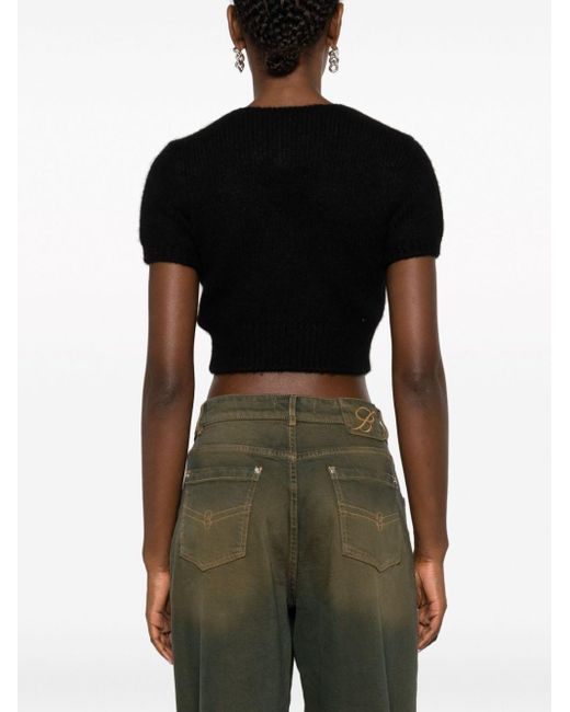 Alexander Wang Chain-detail Cropped Knitted Top in Black