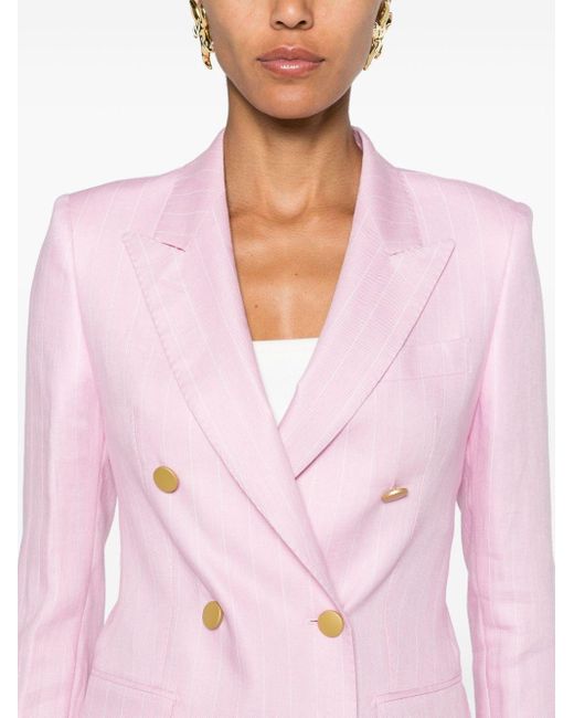 Tagliatore Pink Striped Double-breasted Blazer