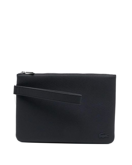 Lacoste Black Embossed-Logo Clutch Bag for men