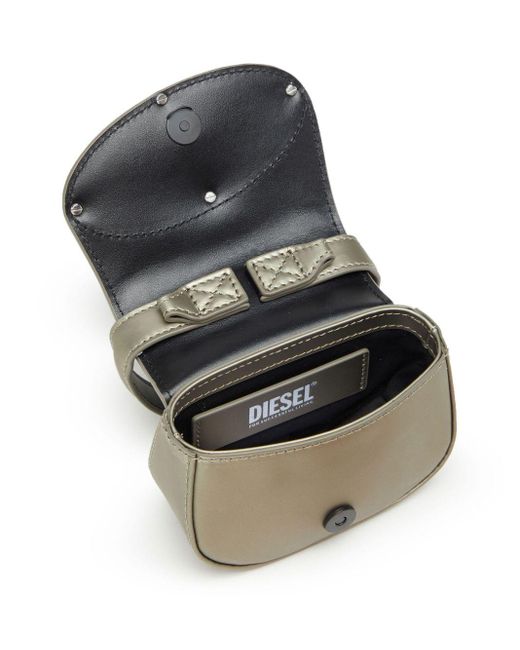 DIESEL Gray 1DR - Ikonische Schultertasche aus mattem Metallic-Leder - Schultertaschen - Damen - Grau