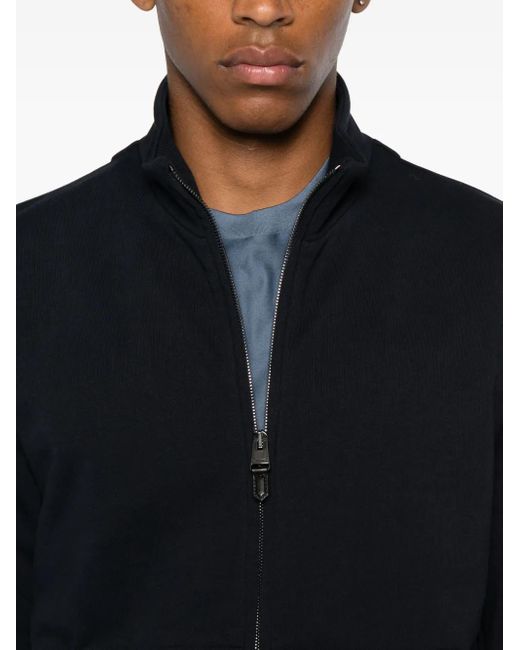 Canali Black Zip-Up Cotton Sweatshirt for men