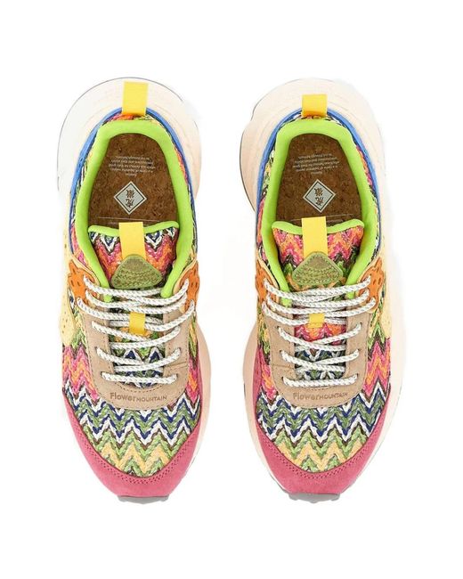 Flower Mountain Natural Kotetsu Floral-Details Sneakers