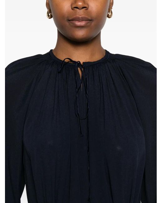 Forte_forte Black Tassel-Embellished Tie-Neck Maxi Dress