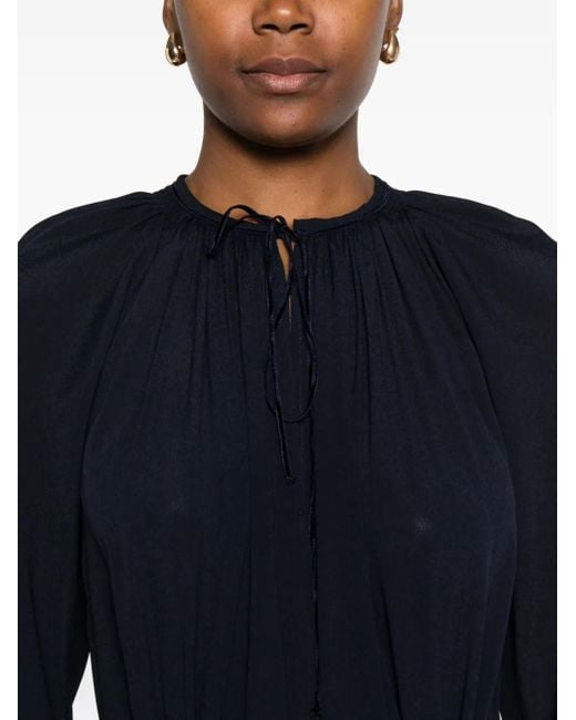 Forte_forte Black Tassel-Embellished Tie-Neck Maxi Dress