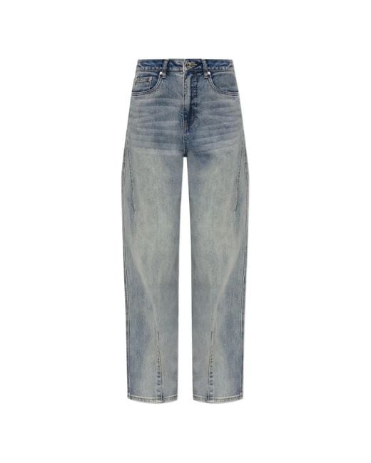 Gestuz Blue Slit-Detail Wide-Leg Jeans