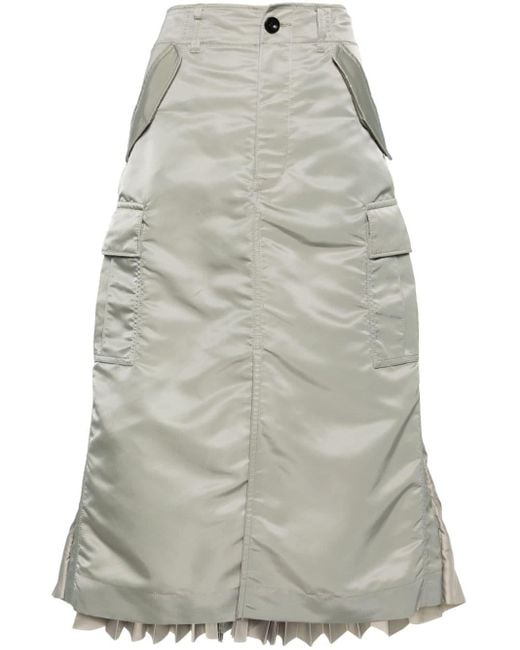 Sacai Gray Panelled Cargo Midi Skirt