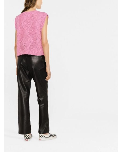 Golden Goose Deluxe Brand Black Straight-Leg Leather Trousers