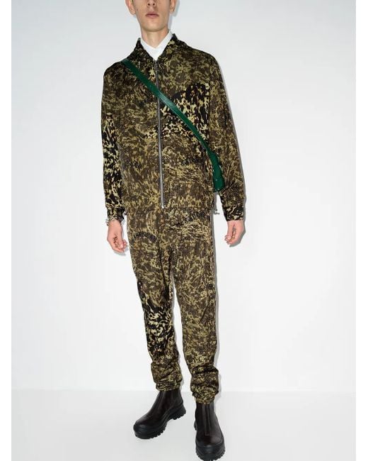 Givenchy Green 4G Animal-Print Track Pants for men
