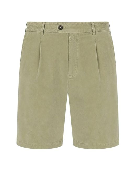 PT Torino Green Pleated Corduroy Shorts for men