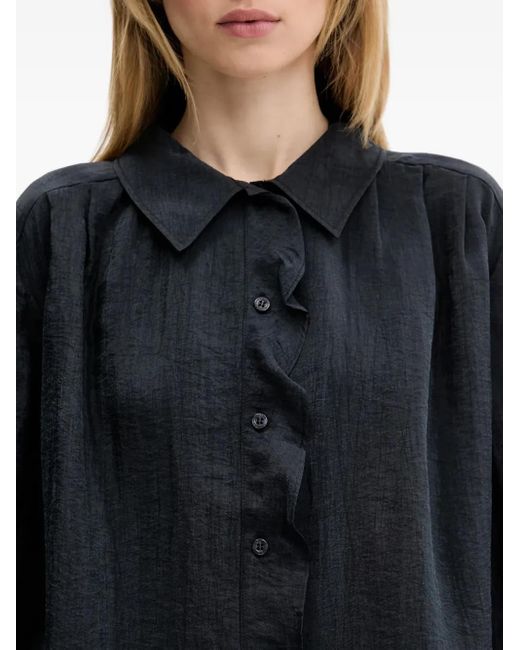 Samsøe & Samsøe Black Ruffled Balloon-Sleeve Shirt