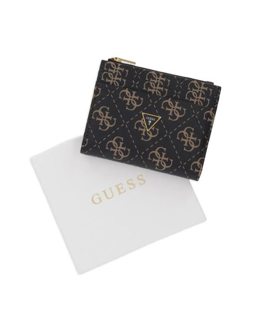 Guess Black Milano Logo-Pattern Card Holder for men