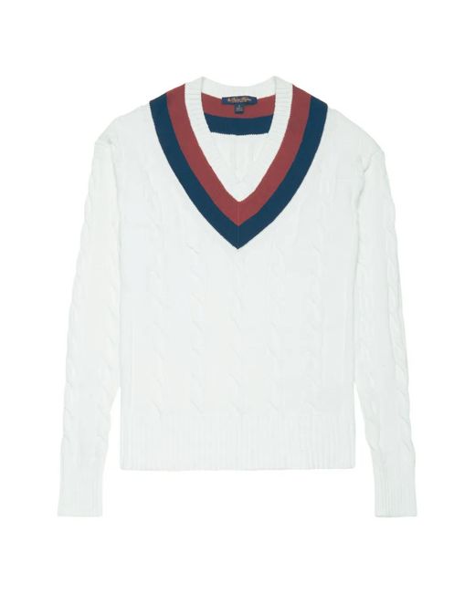 Brooks Brothers Blue V-Neck Tennis Sweater