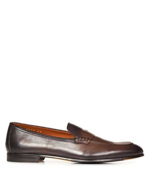 Doucal's Brown Leather Penny Loafers for men