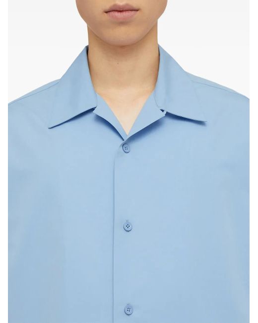 Jil Sander Blue Cotton Poplin Shirt for men