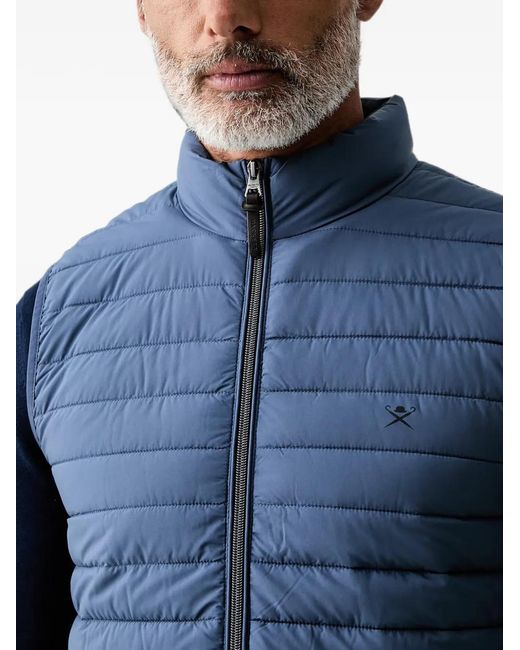 Hackett Blue Quilted Zip-Detail Gilet for men