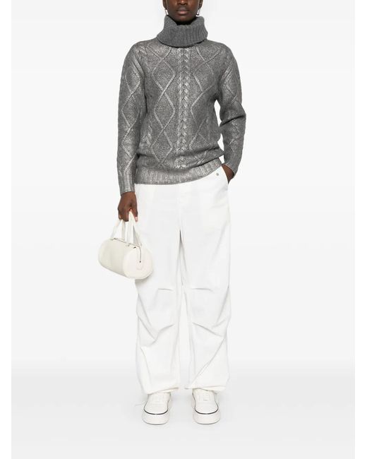 Herno Gray Lamé-Effect Sweater