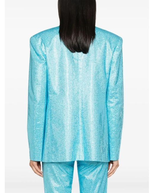 GIUSEPPE DI MORABITO Blue Rhinestone-Embellished Double-Breasted Blazer