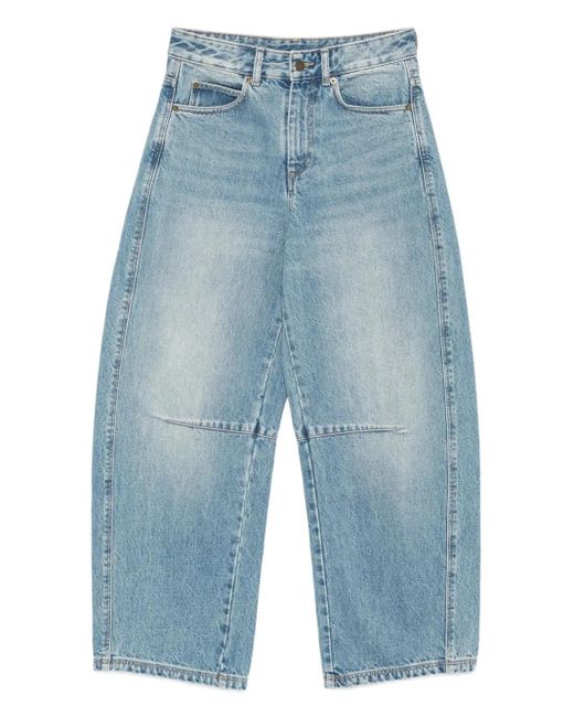 Soeur Blue Cotton Wide-Leg Jeans