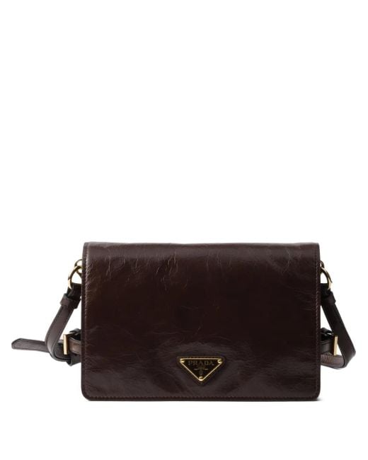 Prada レザーショルダーバッグ Brown