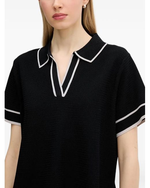 MARC AUREL Black Stripe-Trim Knitted Polo Sweater