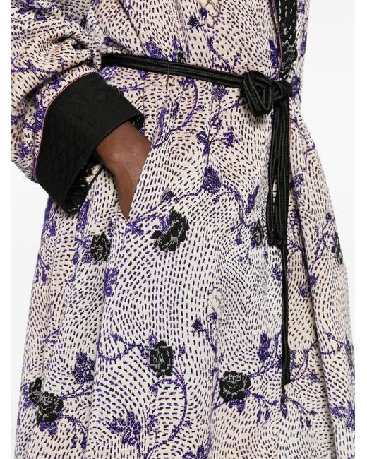 Forte_forte White Floral-Print Belted Coat