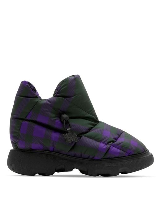 Burberry Blue Check Pillow Drawstring Boots, Brand Size 35.5 Us