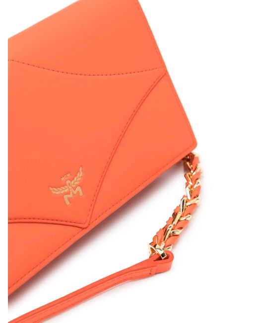MCM Orange Large Diamond Leather Crossbody Bag