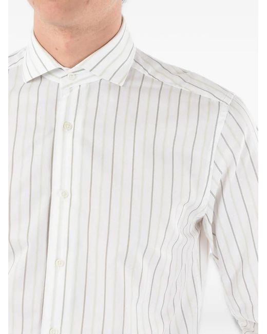 Corneliani White Striped Cotton Shirt for men