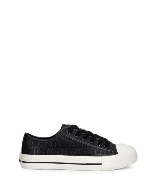 Guess Black Carey Monogram-Pattern Low-Top Sneakers