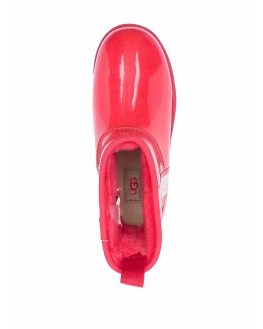Ugg Red Logo-print Vinyl Boots