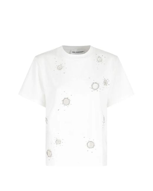 Des Phemmes White Embellished T-Shirt