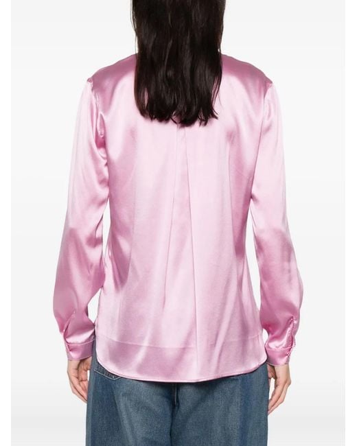Purotatto Blue V-Neck Long-Sleeve Blouse