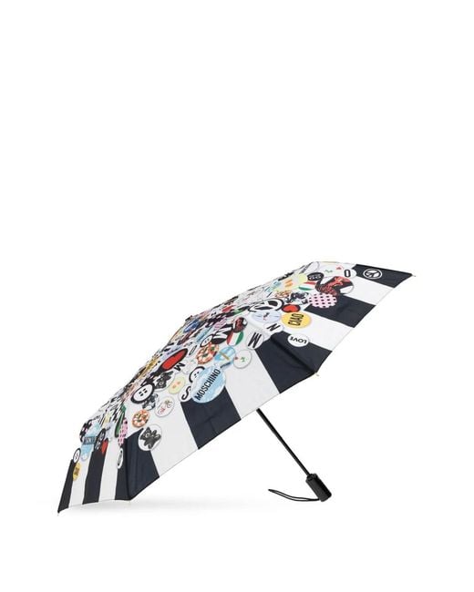 Moschino White Patterned-Border Printed Umbrella