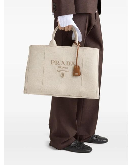 Prada Natural Press-Stud Bag Leather for men